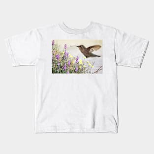 Hummingbird and Wildflowers Fine Art Kids T-Shirt